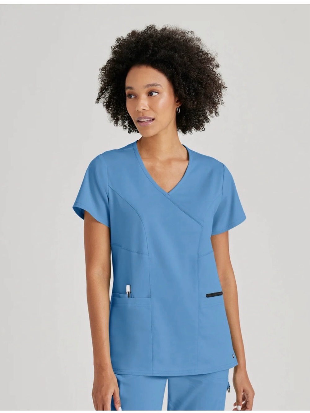 NWOT Grey’s Anatomy by Barco Spandex Stretch “Kim” Top Ciel Blue